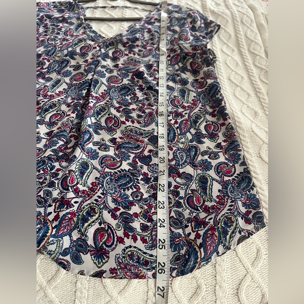 DR2 Designer Paisley Print Blouse Multicolor Women’s Size Medium - Picture 12 of 14